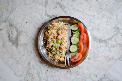 High angle view of food in bowl