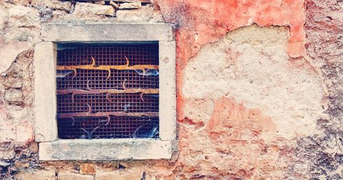 Full frame shot of window on wall