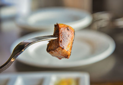 Close-up of dessert in plate on table