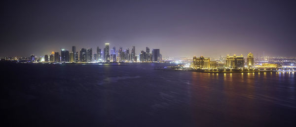 Illuminated city at night