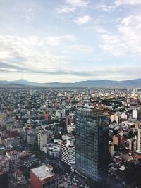 High angle view of buildings against sky in city