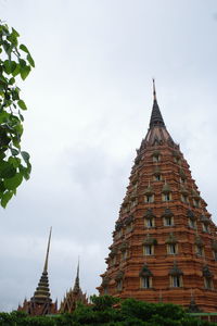 Low angle view of temple building against sky