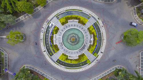 High angle view of garden in city