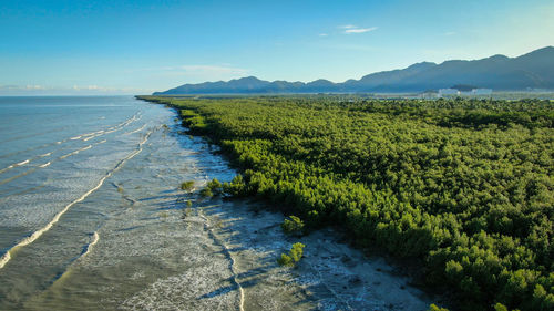 Scenic view of land against sky