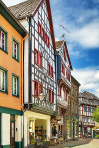 Street with historical half-timbered houses in bad munstereifel, germany