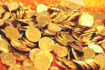 Full frame shot of chocolate coins