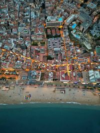 High angle view of buildings in city