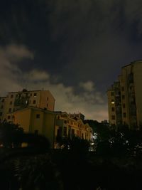 Buildings in city against sky at dusk