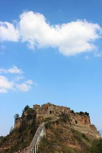 Low angle view of fort against sky