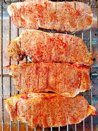 Close-up of orange on barbecue grill