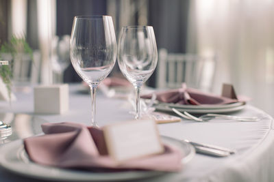 Ice cream in glass on table