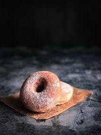 Close-up of donut on table