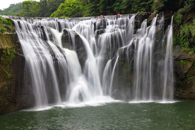 Scenic view of waterfall in forest