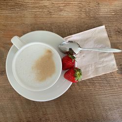 High angle view of breakfast on table