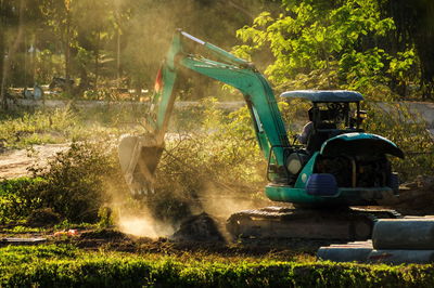 Backhoe digging