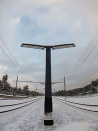 Snow covered landscape against sky