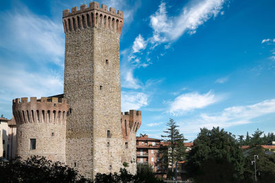 Medieval castle with tower in the village of umbertide umbria italy