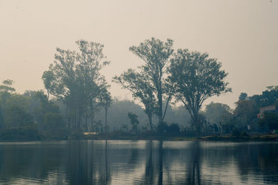 Scenic view of lake against clear sky