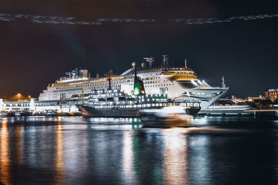 View of illuminated city at night