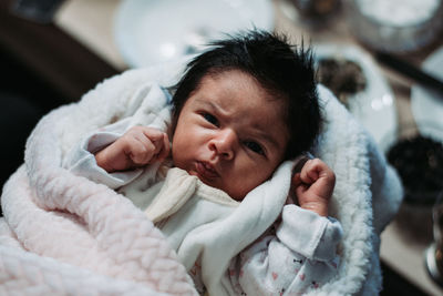 Portrait of cute baby lying down