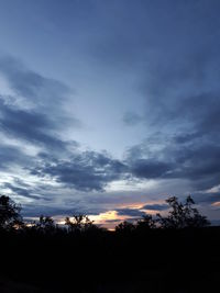 Low angle view of silhouette trees against sky during sunset