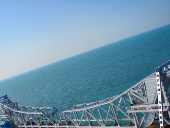 Scenic view of blue sea against clear sky