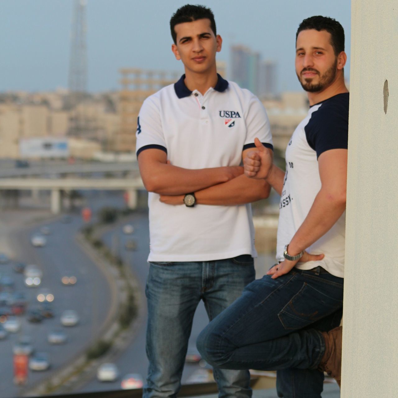 lifestyles, person, casual clothing, leisure activity, standing, smiling, young men, young adult, looking at camera, portrait, front view, three quarter length, happiness, togetherness, bonding, love