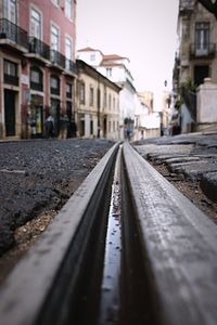 Railroad tracks in city