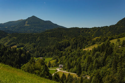 Scenic view of mountains against clear sky