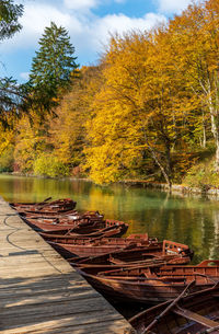 Scenic view of lake against sky during autumn