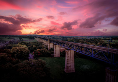 Bridge over river against cloudy sky