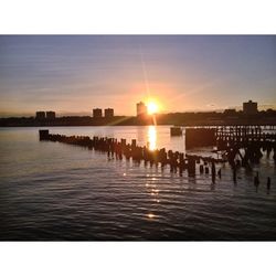 Scenic view of sea at sunset