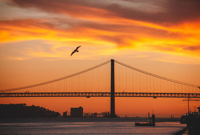 View of bridge over sea during sunset