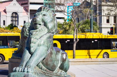 Statue of horse in city