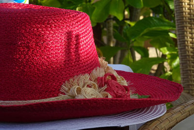 Close-up of hat in park