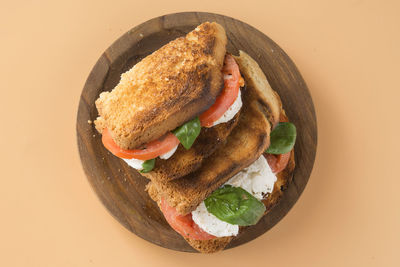 Directly above shot of bread in plate