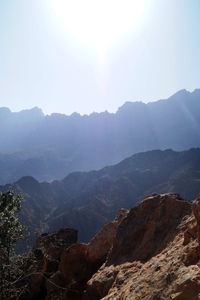 Scenic view of mountains against clear sky