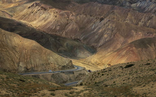 High angle view of mountain road