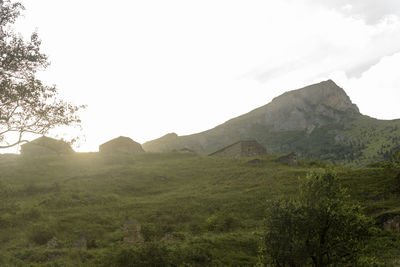 Scenic view of mountains against clear sky