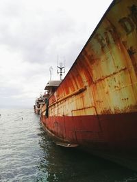 Boat on sea against sky