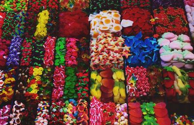 Full frame of colorful market stall