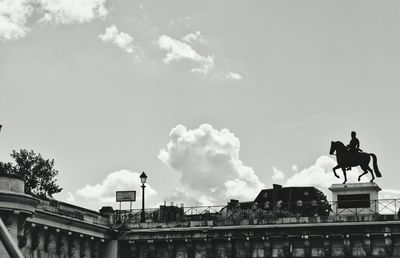 Low angle view of statue in city