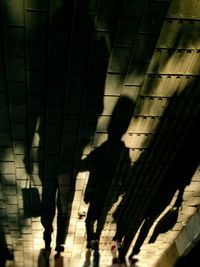 Shadow of people on tiled floor