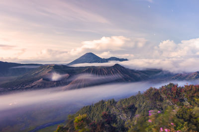 Scenic view of mt bromo against sky