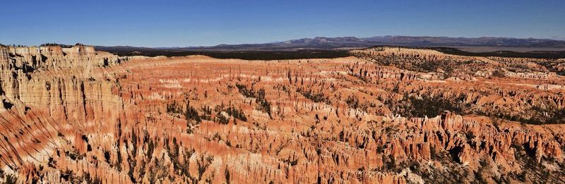 Panorama of bryce canyon, utah, under a blue sky in summer. travel and tourism in the usa