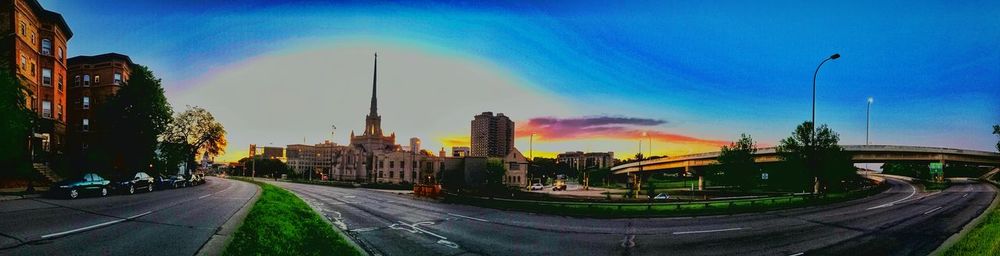 City street at sunset