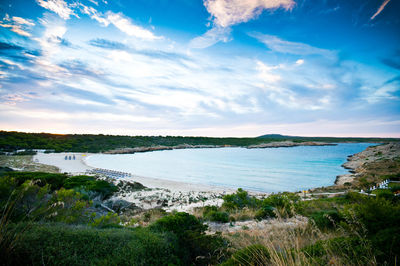 Scenic view of sea against cloudy sky