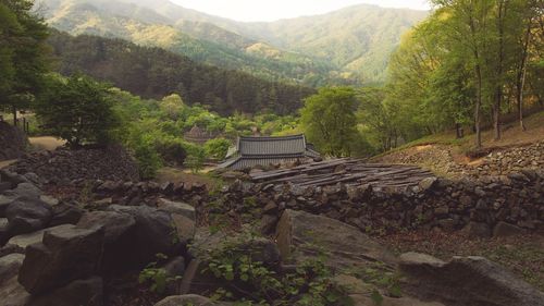 Scenic view of rocky mountains