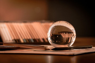 Close-up of open book on table