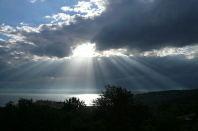 Sun shining through clouds